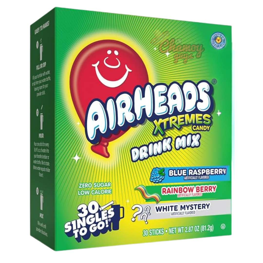 Airheads Xtreme Singles To Go! Drink Mix Sachets | Blue Raspberry, Rainbow Berry & White Mystery