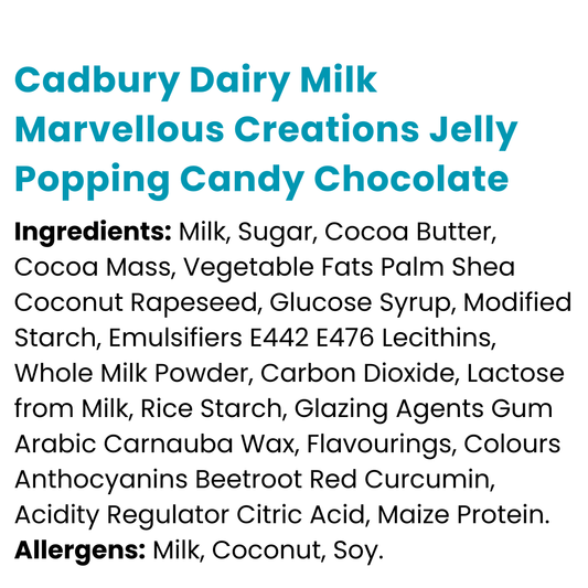 Cadbury Dairy Milk Marvellous Creations Jelly Popping Candy Chocolate 47g x 24