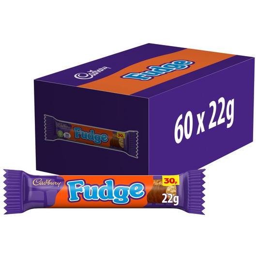 Cadbury Fudge Chocolate Bar 22g, Box of 60