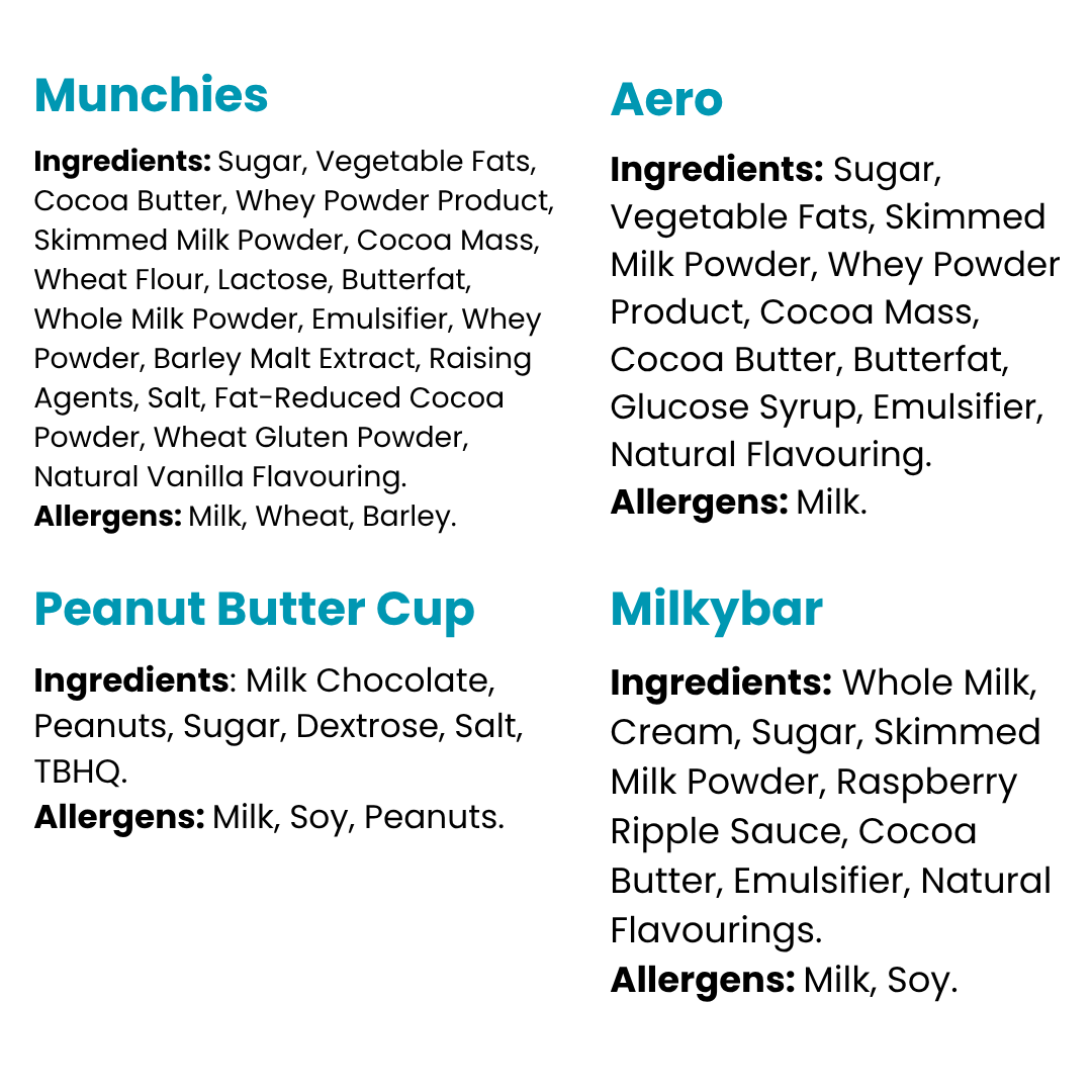 Chocolate Dessert Lovers Bundle – Munchies, Milkybar, Aero & Reese’s