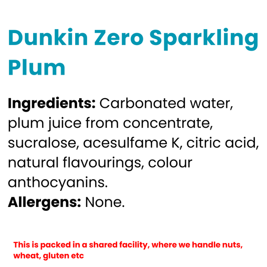 Dunkin Zero Sparkling Plum Flavour Drink 350ml | Box of 6