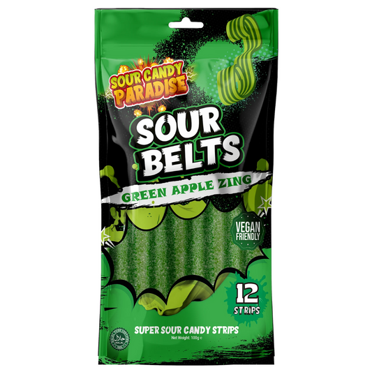 Sour Candy Paradise Sour Belts Green Apple 100g