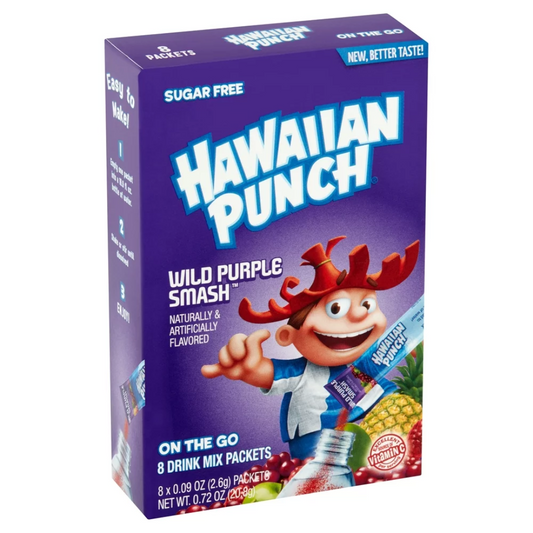 Hawaiian Punch Wild Purple Smash Drink Mix – Zero Sugar (8 Sachets, 20.8g)