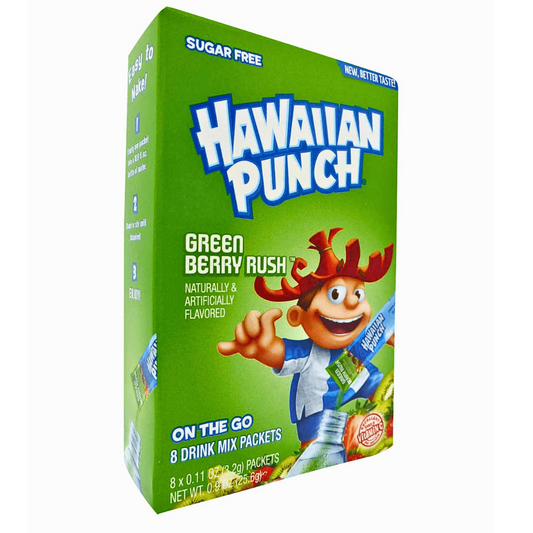 Hawaiian Punch Green Berry Rush Drink Mix – Zero Sugar (8 Sachets, 25.6g)