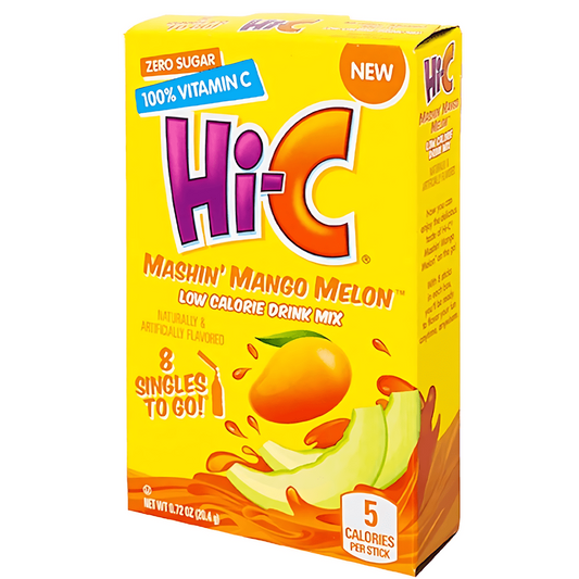 Hi-C Mashin’ Mango Melon Drink Mix – Zero Sugar (8 Sachets, 20.4g)