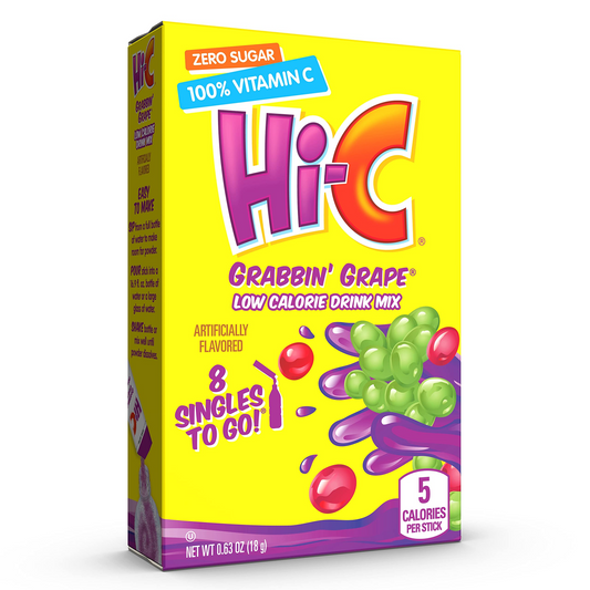 Hi-C Grabbin’ Grape Drink Mix – Zero Sugar (8 Sachets, 18g)