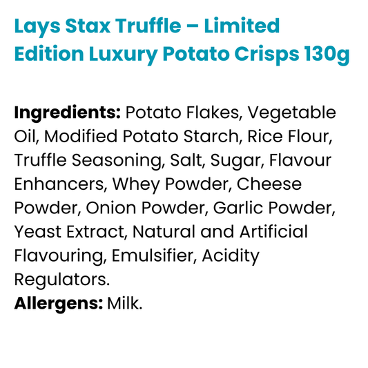 Lays Stax Truffle – Limited Edition Luxury Potato Crisps 130g
