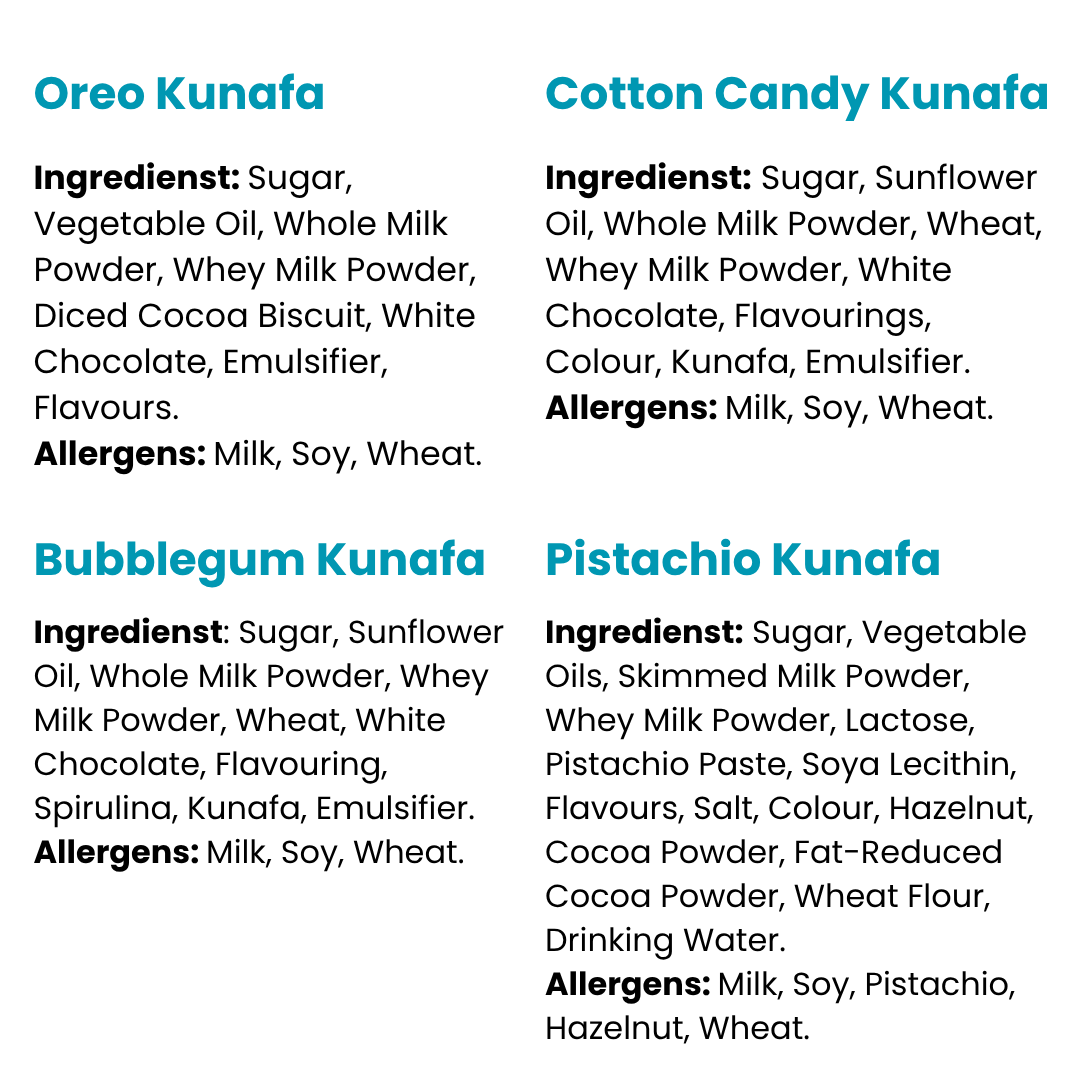 Pistachio, Bubblegum, Cotton Candy & Oreo Kunafa Spread Bundle