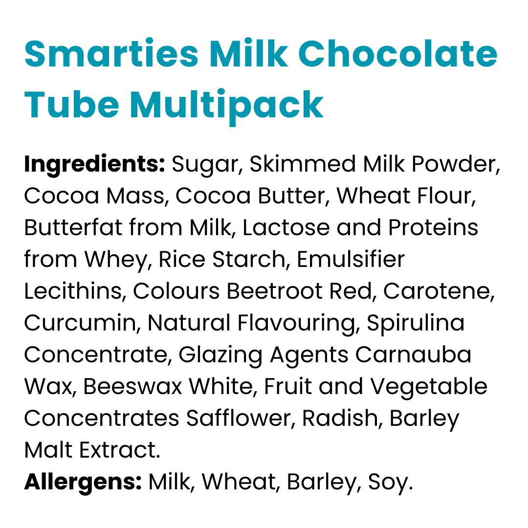 Smarties Milk Chocolate Tube Multipack 3 Pack 34g x 16