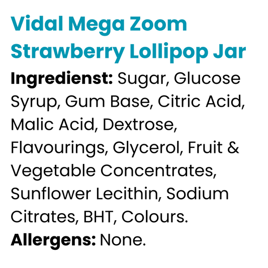Vidal Mega Zoom Strawberry Lollipop Jar (50pc)