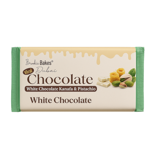 Brookie Bakes Viral Dubai Chocolate White Chocolate Kunafa & Pistachio (Past Dated: 01.07.2025))