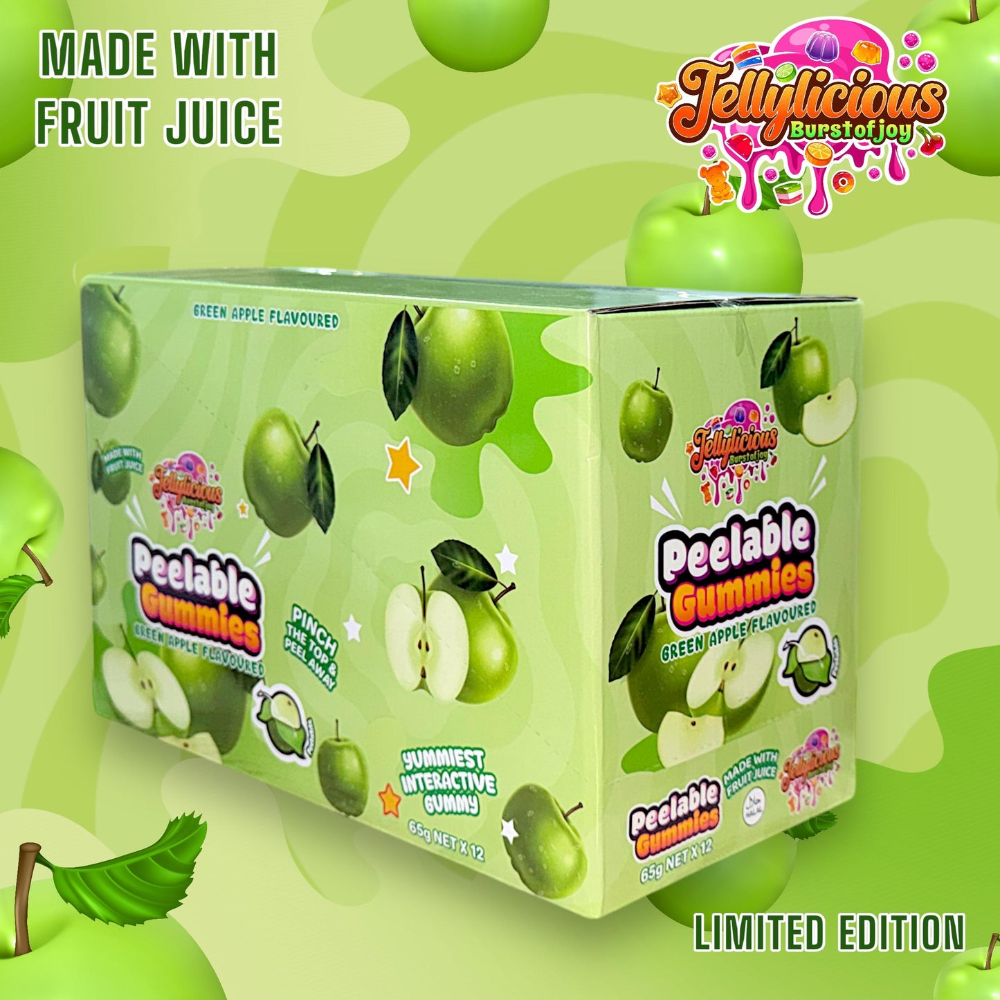 Jellylicious Peelable Gummies – Green Apple Flavour