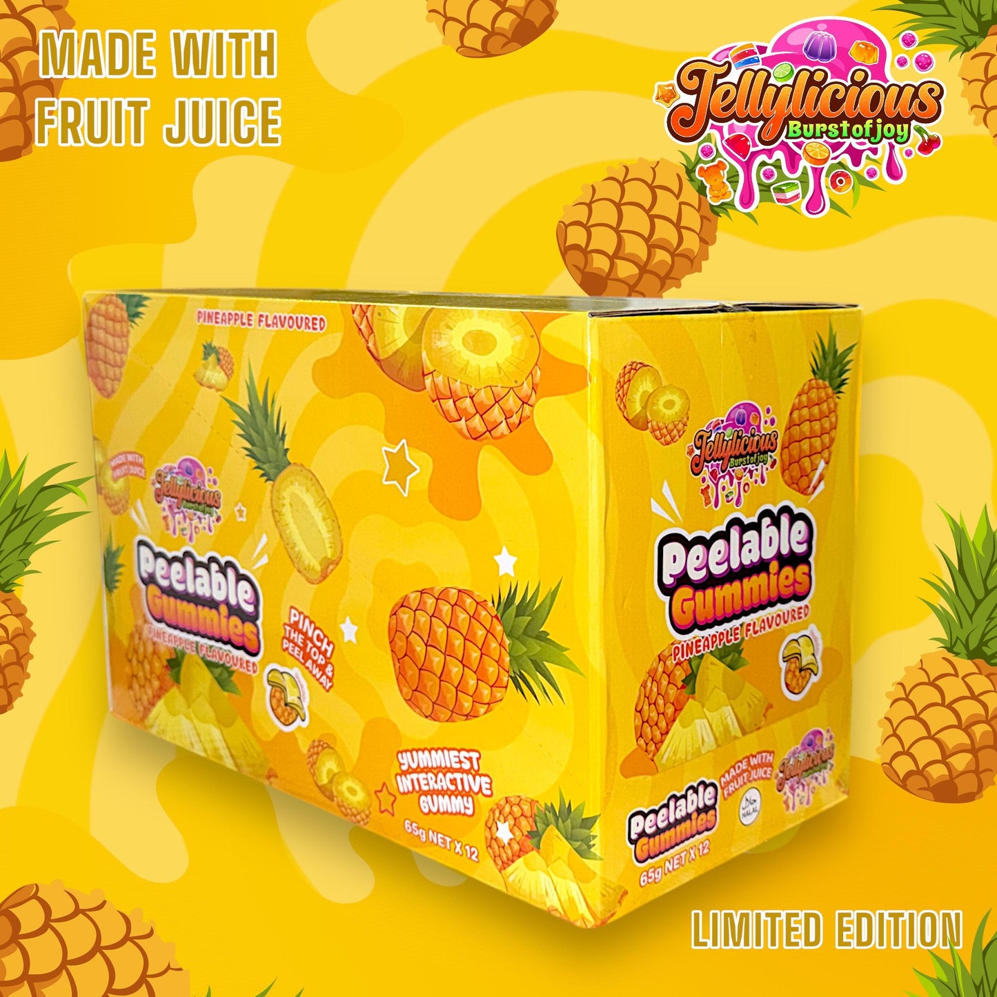Jellylicious Peelable Gummies – Pineapple Flavour