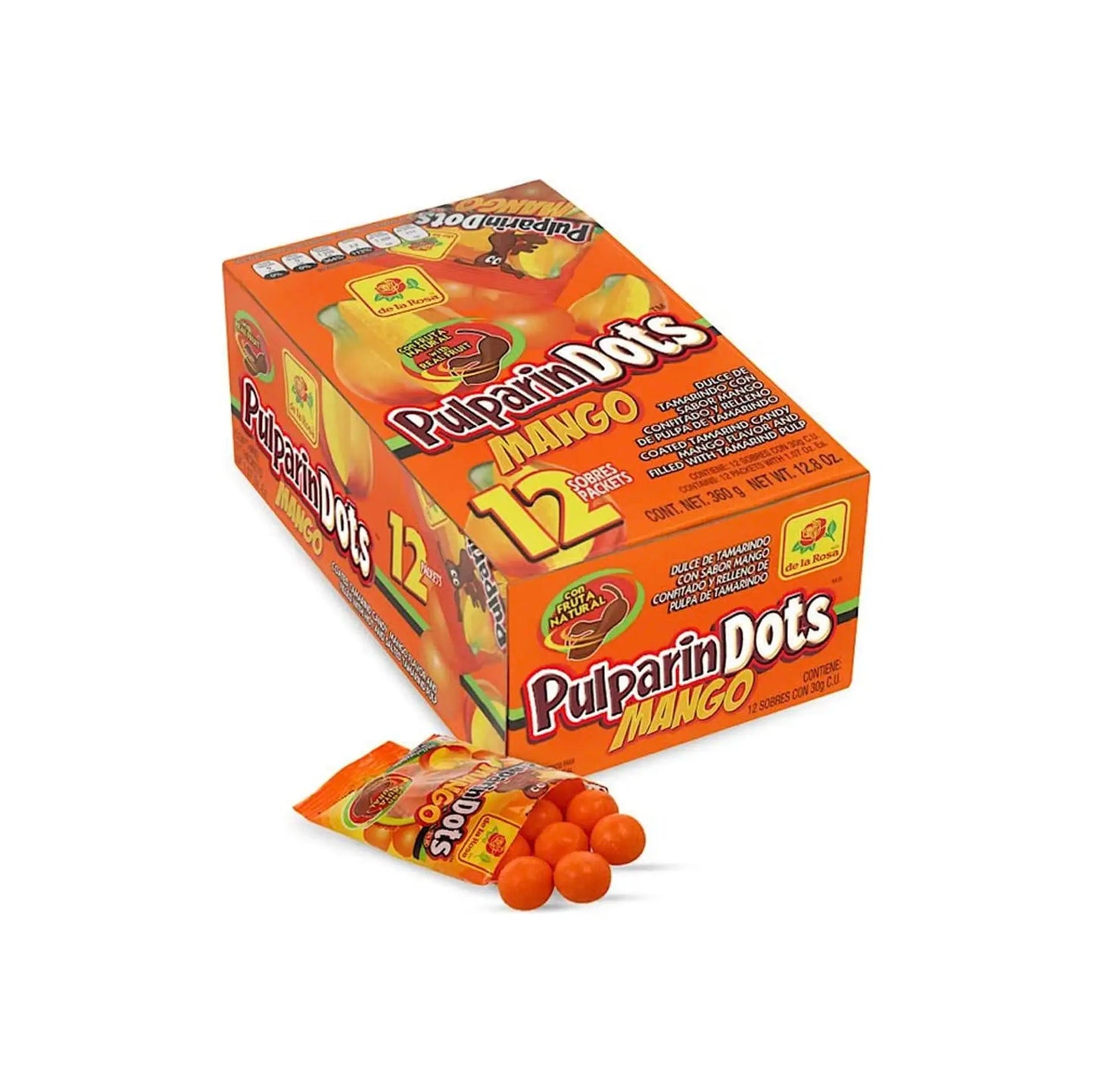 De La Rosa Pulparindots Mango Flavour Candy – 12 Count Box (Past Dated)