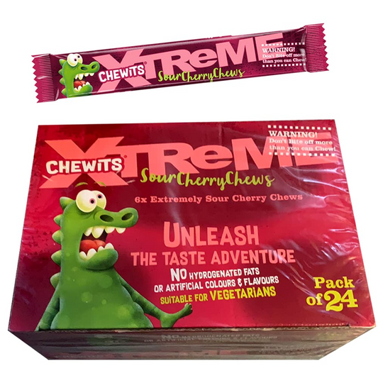 CHEWITS XTREME SOUR CHERRY CHEWS 34g x 24