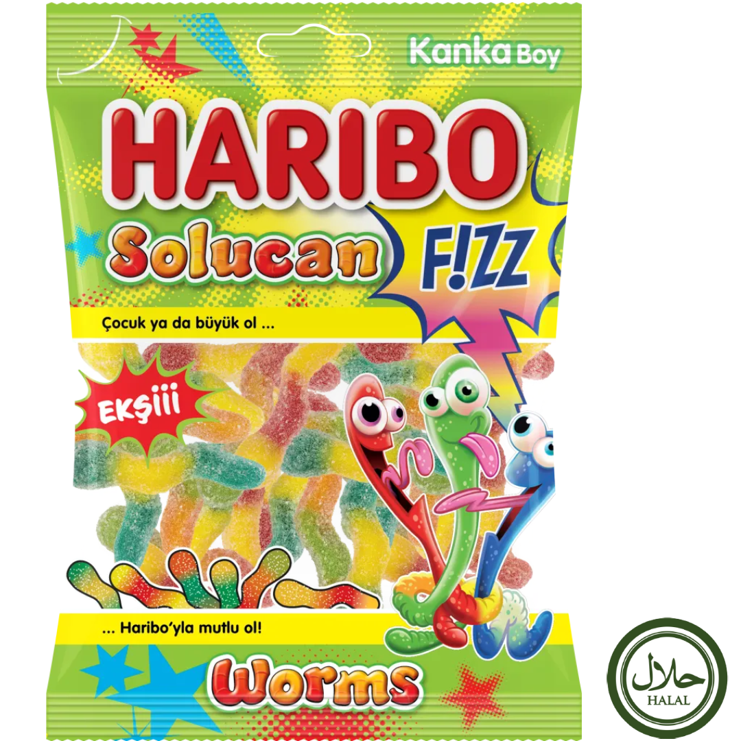Haribo Halal Fizz Worm 70g