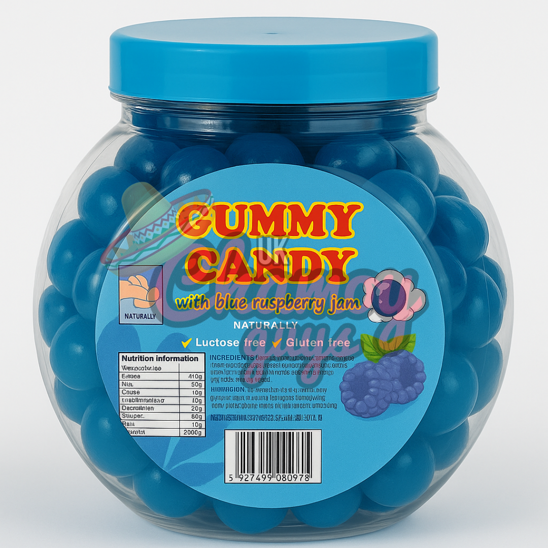 Blue Raspberry Jam-Filled Gummy Candy – 500g Jar – Lactose & Gluten Fr ...