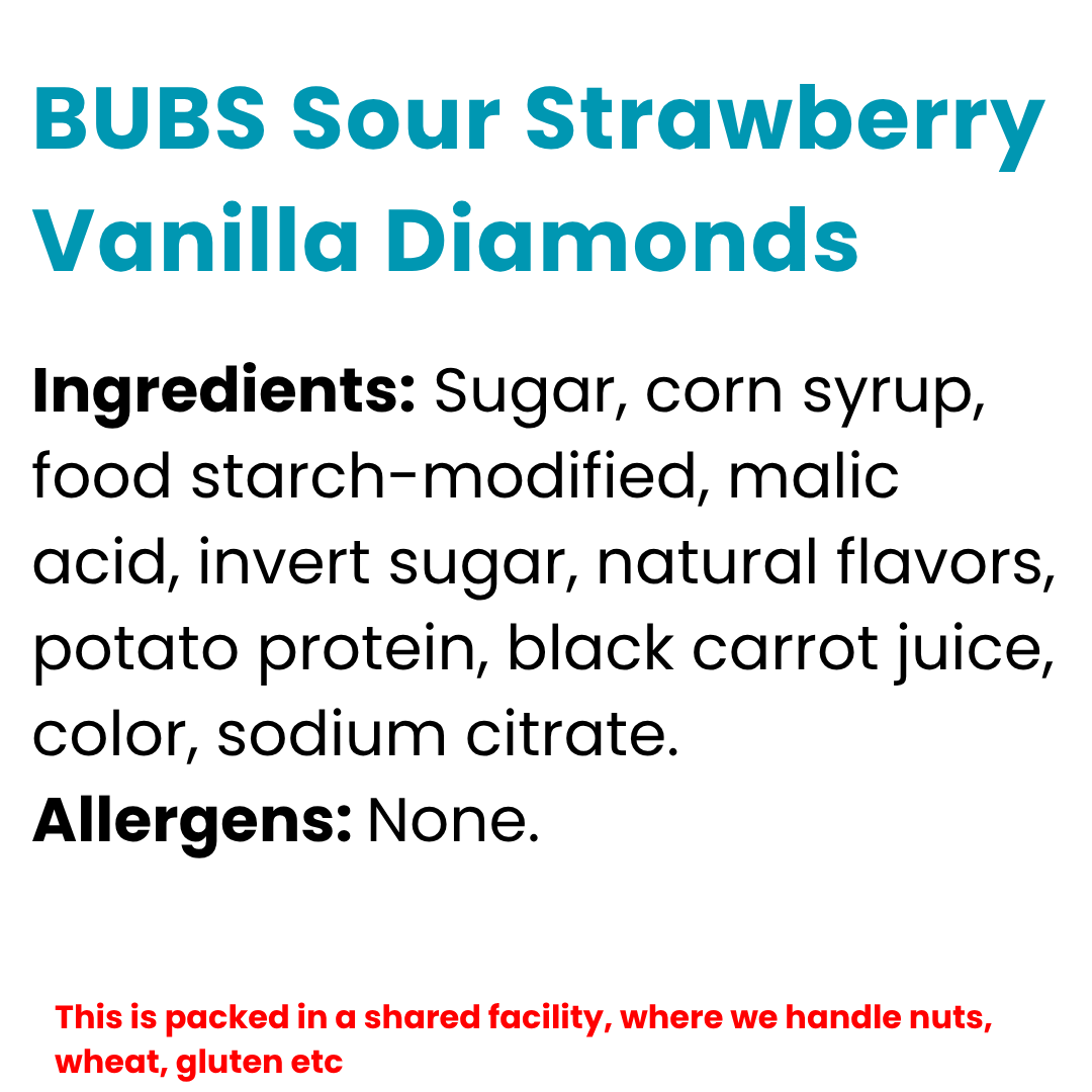 BUBS Sour Strawberry Vanilla Diamonds (156g)