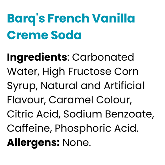 Barq's French Vanilla Creme Soda 12oz (355ml)
