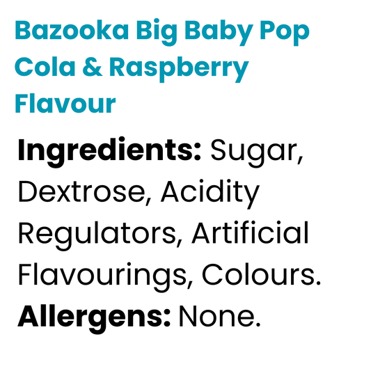 Bazooka Big Baby Pop Cola & Raspberry Flavour 32g