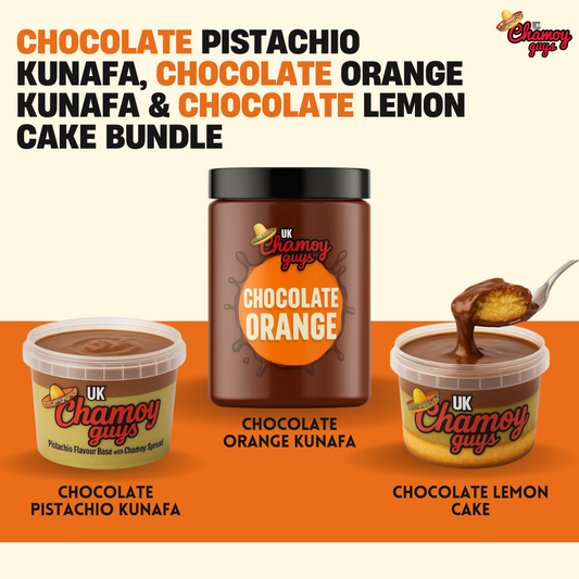 Chocolate Pistachio Kunafa, Chocolate Orange Kunafa & Chocolate Lemon Cake Bundle