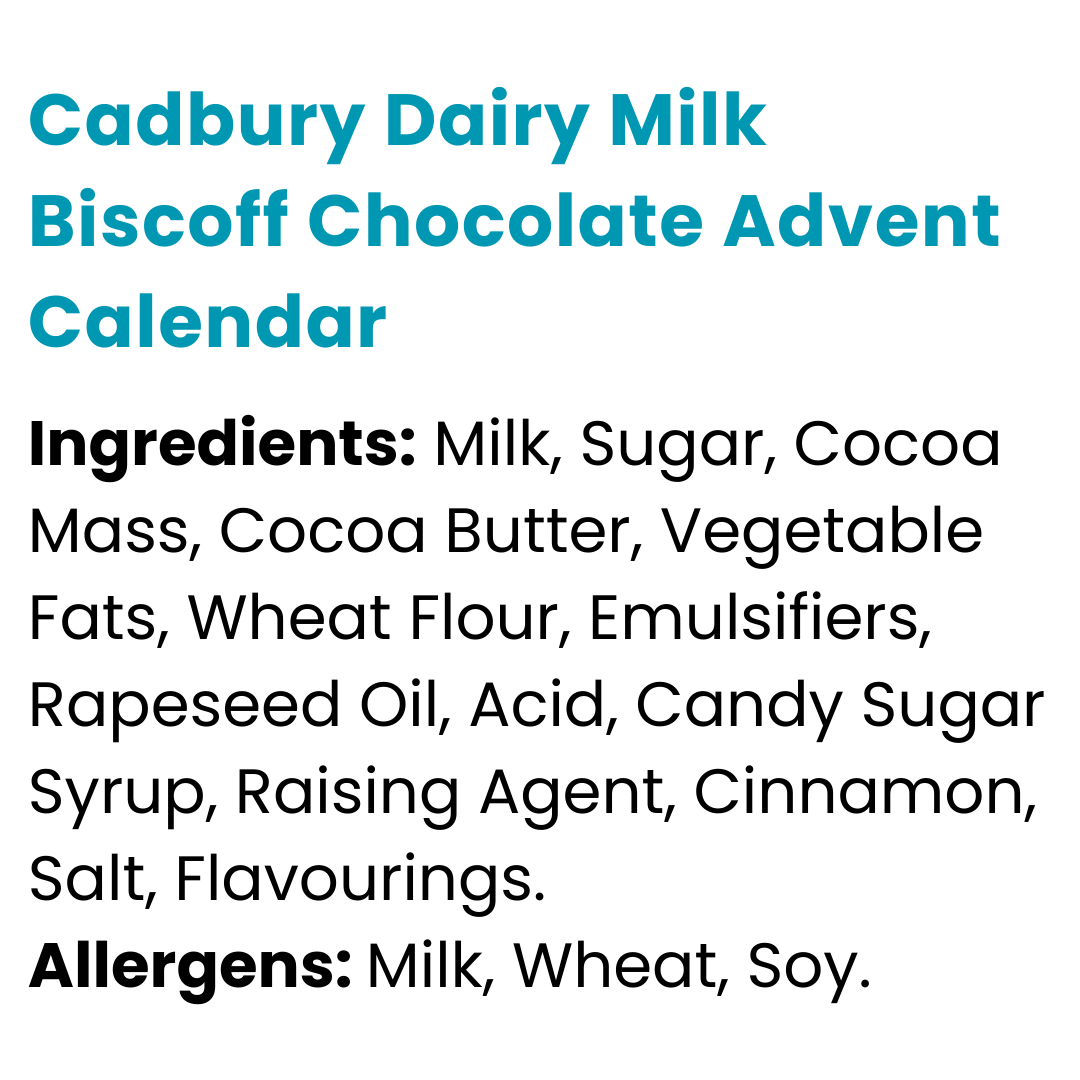Cadbury Dairy Milk Biscoff Chocolate Advent Calendar 236g (Past Dated)