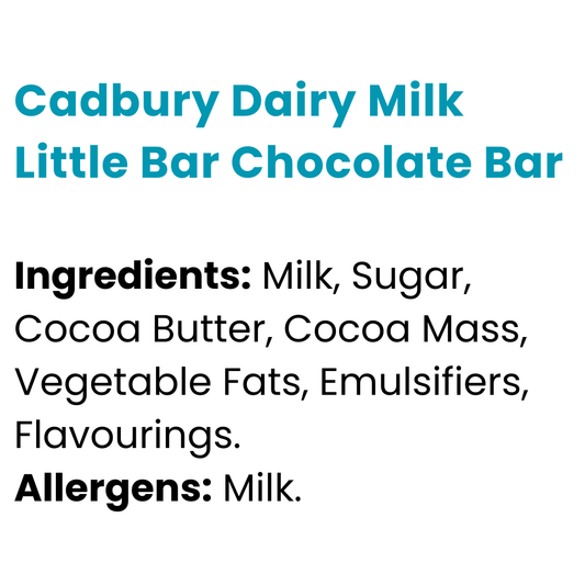 Cadbury Dairy Milk Little Bar Chocolate Bar 18g x 60