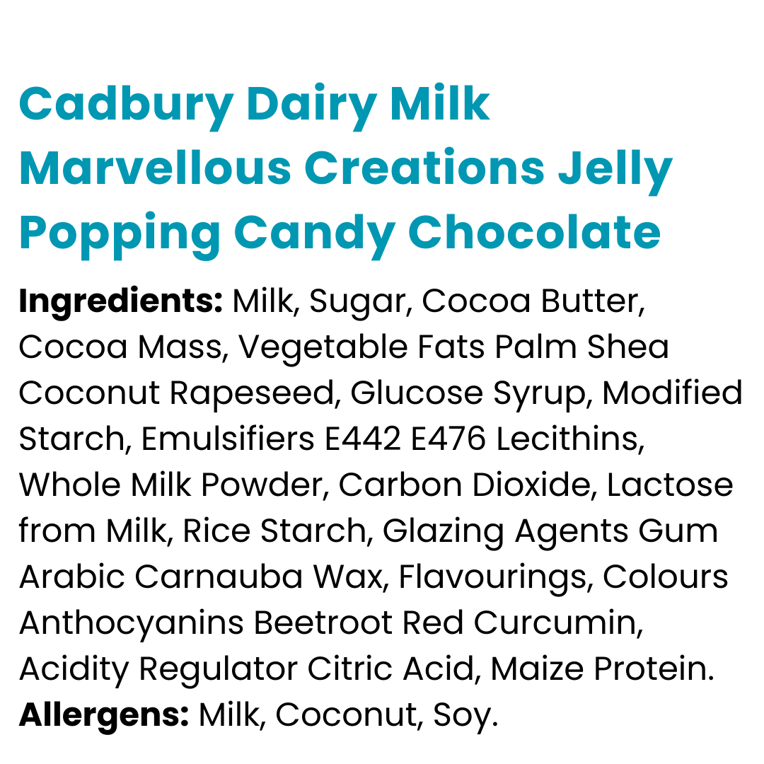 Cadbury Dairy Milk Marvellous Creations Jelly Popping Candy Chocolate 47g x 24