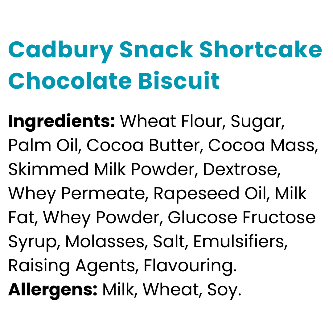 Cadbury Snack Shortcake Chocolate Biscuit 40g x 36
