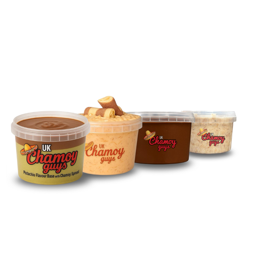Chamoy Guys Dubai Chocolate Pistachio, Kinder Bueno, Milk Chocolate & Oreo Kunafa Spread Small Bundle