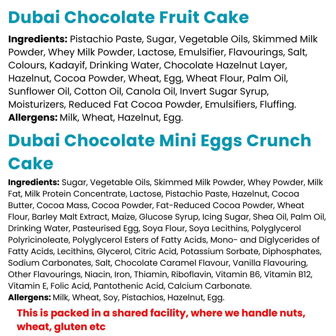 Dubai Chocolate Cake Collection