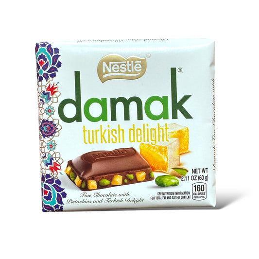 Damak - Pistachio & Turkish Delight Chocolate Bar - 60g Bar (Turkey Import)