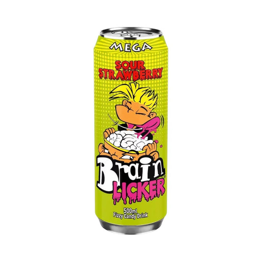 Mega Brain Licker Sour Strawberry Fizzy Candy Drink 500ml