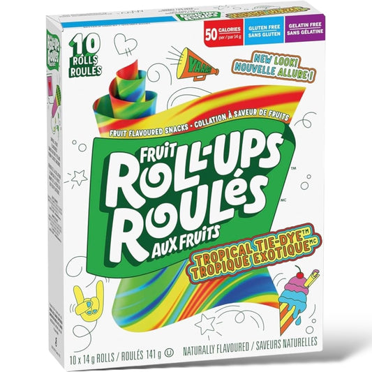 Fruit Rolls Ups Variety - Pack of 10 (TROPICAL TIE DYE)