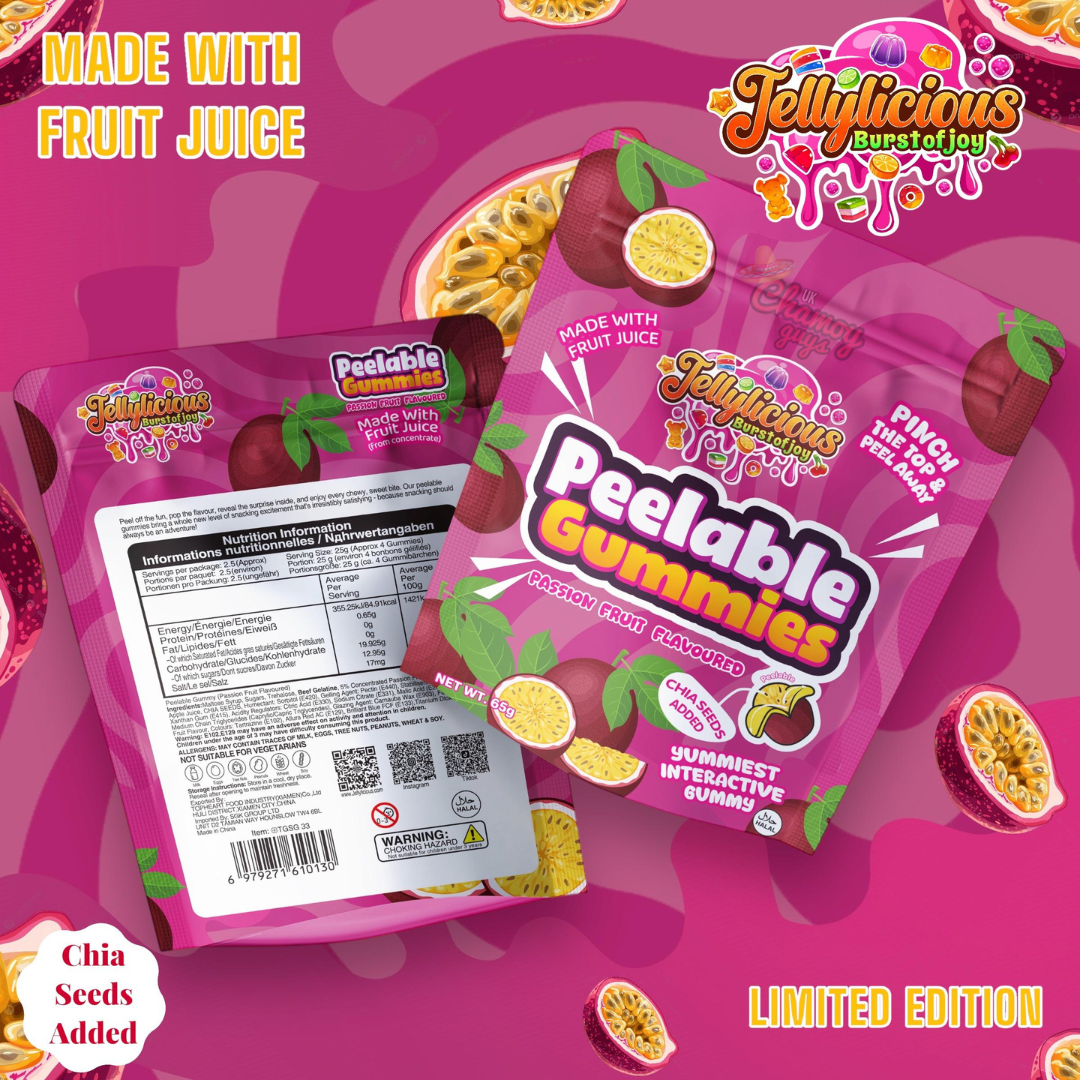 Jellylicious Peelable Gummies – Passion Fruit Flavour