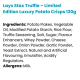 Lays Stax Truffle – Limited Edition Luxury Potato Crisps 130g