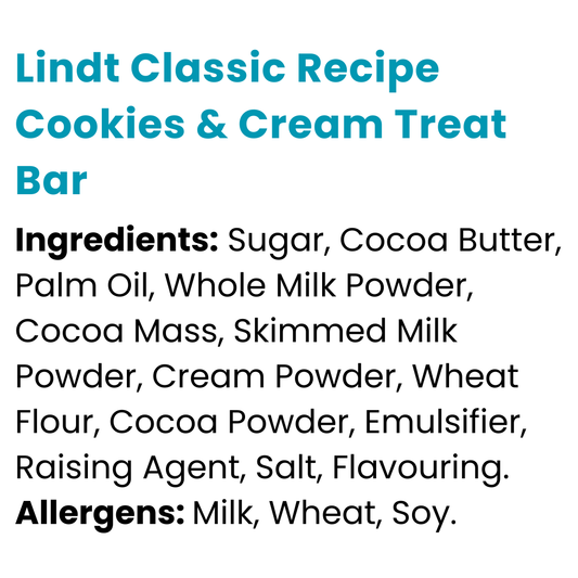 Lindt Classic Recipe Cookies & Cream Treat Bar 37g