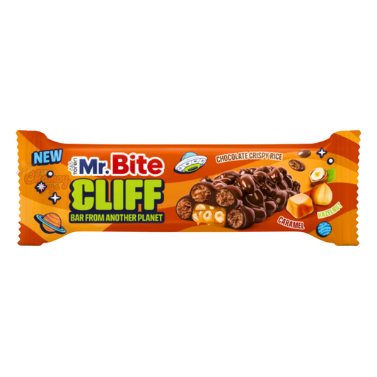 Mr. Bite Cliff Chocolate Coated Caramel Hazelnut Bar With Crispy Rice 35g