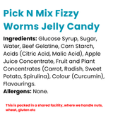Pick N Mix Fizzy Worms Jelly Candy | Choose Your Size