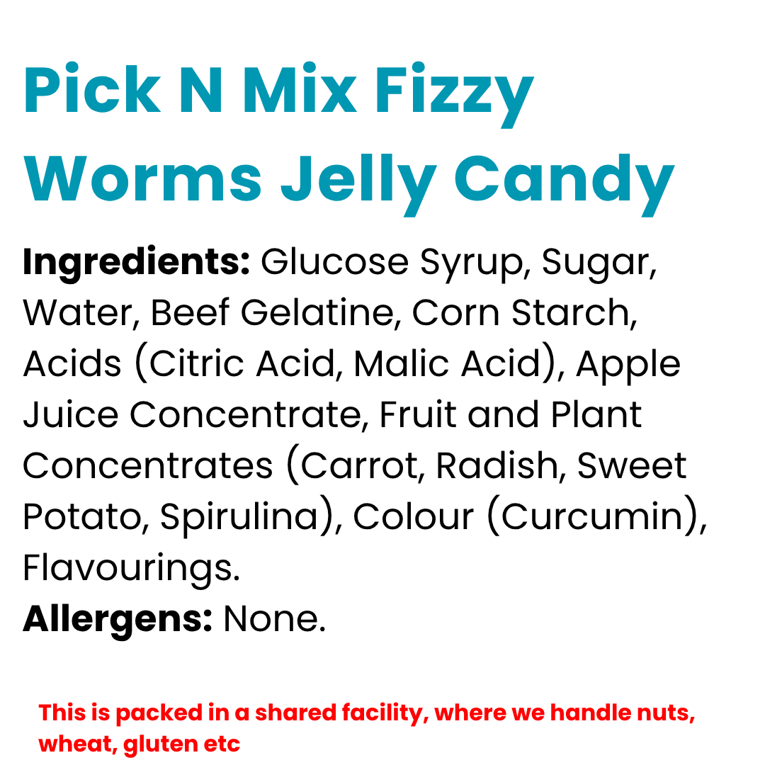 Pick N Mix Fizzy Worms Jelly Candy | Choose Your Size