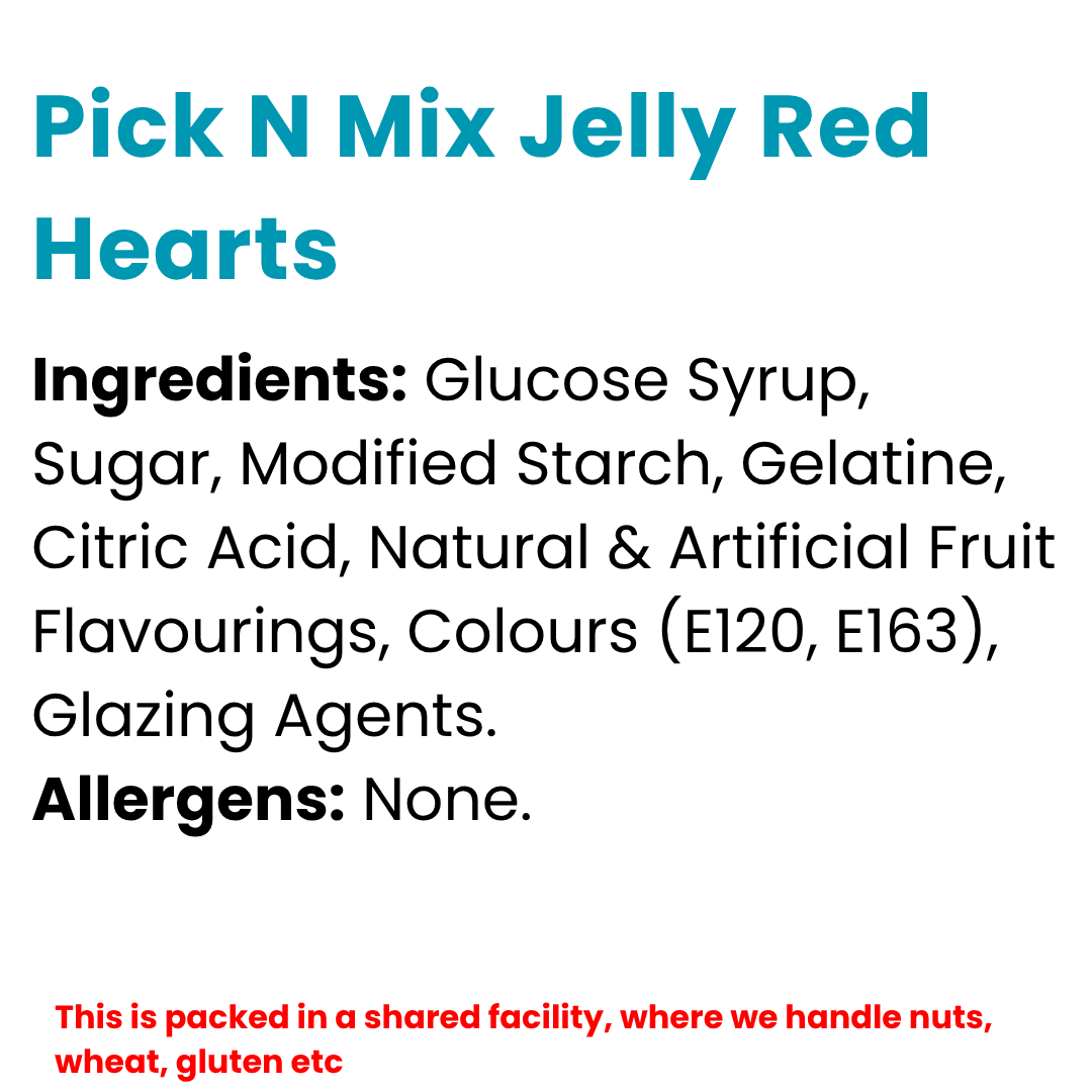 Pick N Mix Jelly Red Hearts | Choose Your Size