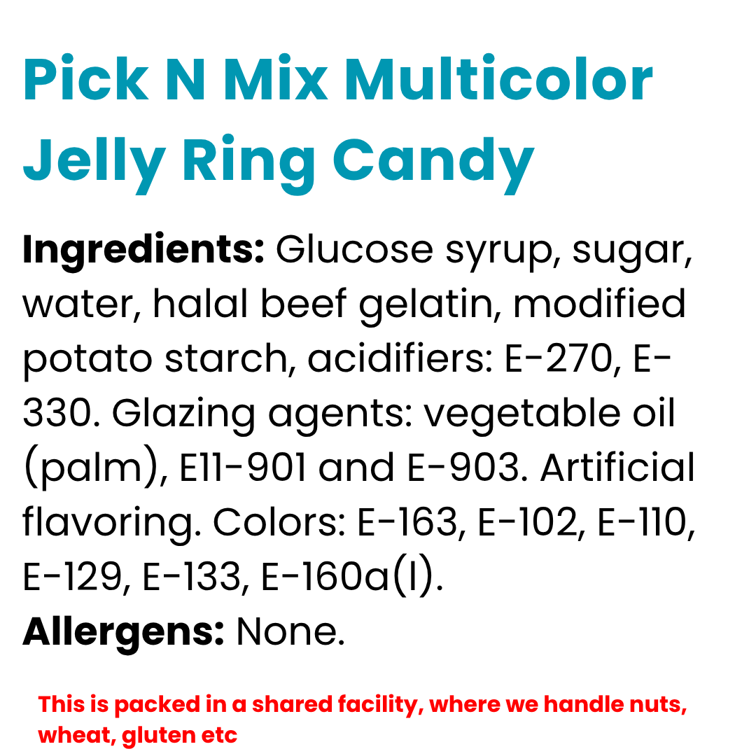 Pick N Mix Multicolor Jelly Ring Candy | Choose Your Size