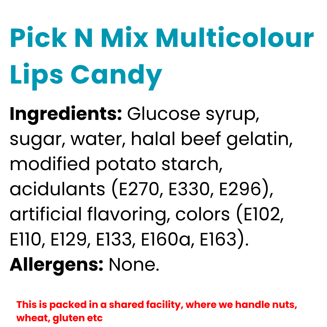 Pick N Mix Multicolour Lips Candy | Choose Your Size