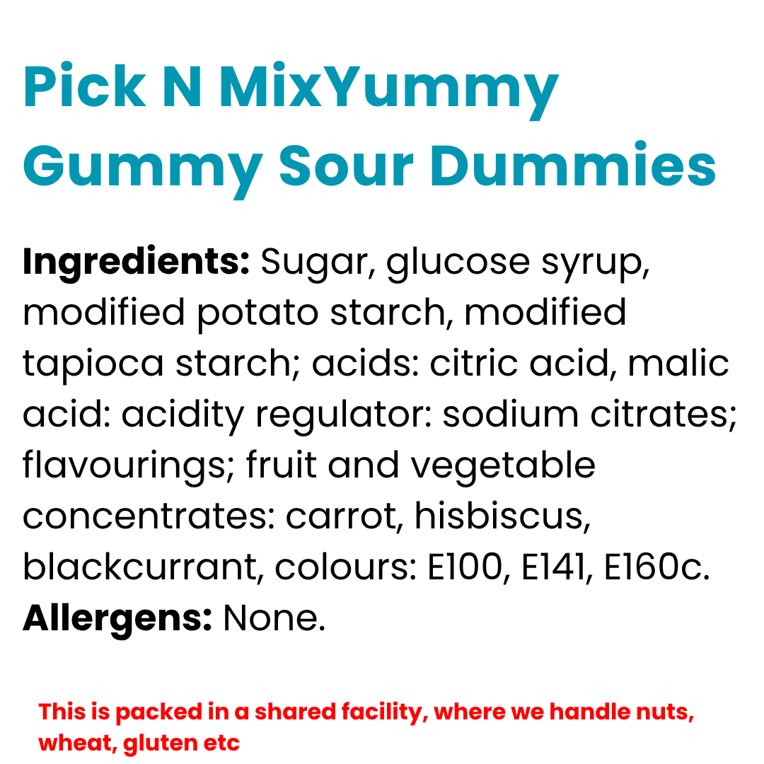 Pick N Mix Yummy Gummy Sour Dummies | Choose Your Size