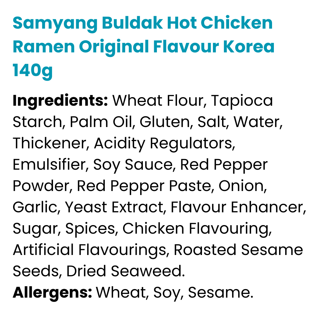 Samyang Buldak Hot Chicken Ramen Original Flavour Korea 140g (Past Dated)