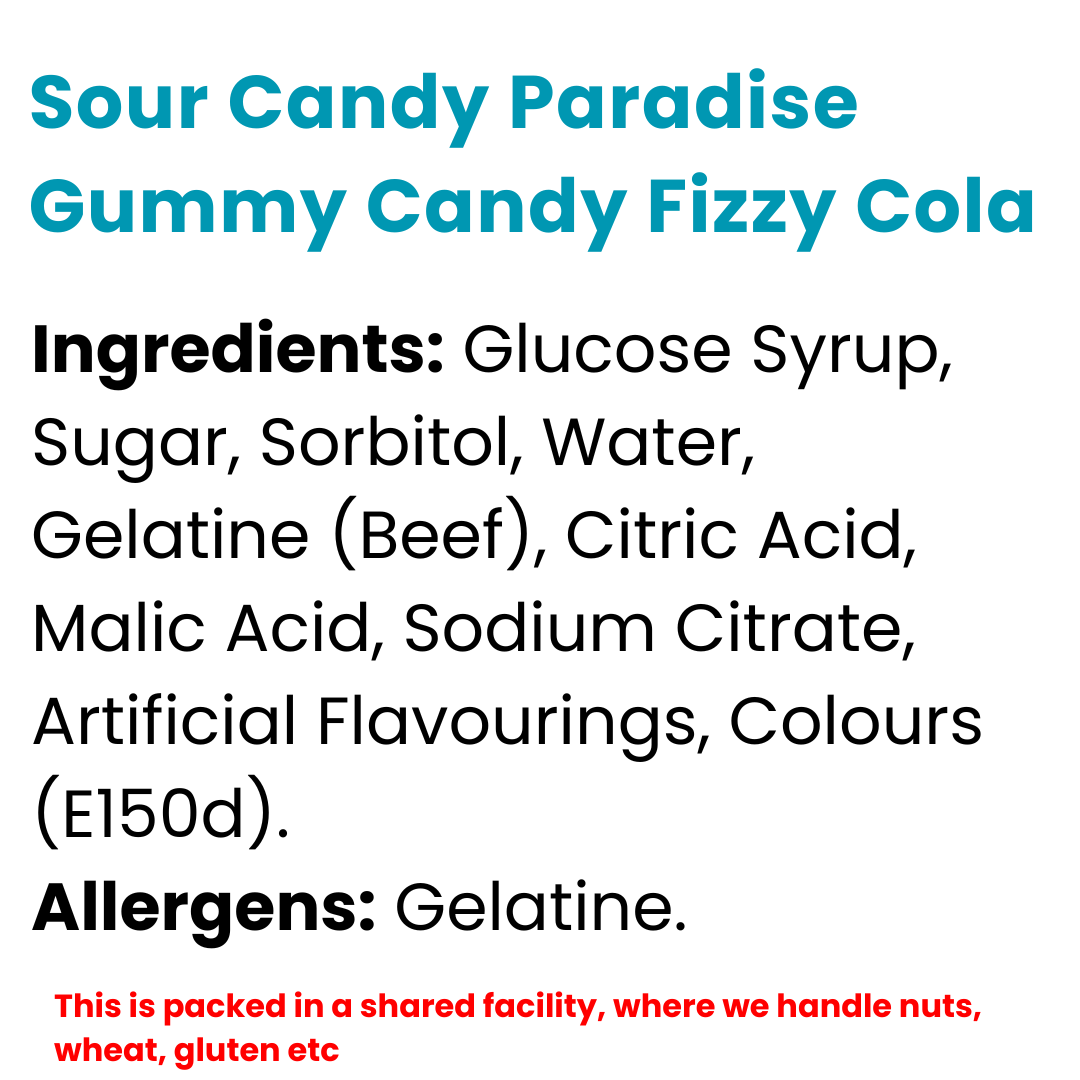 Sour Candy Paradise Gummy Candy Fizzy Cola - 12x100g