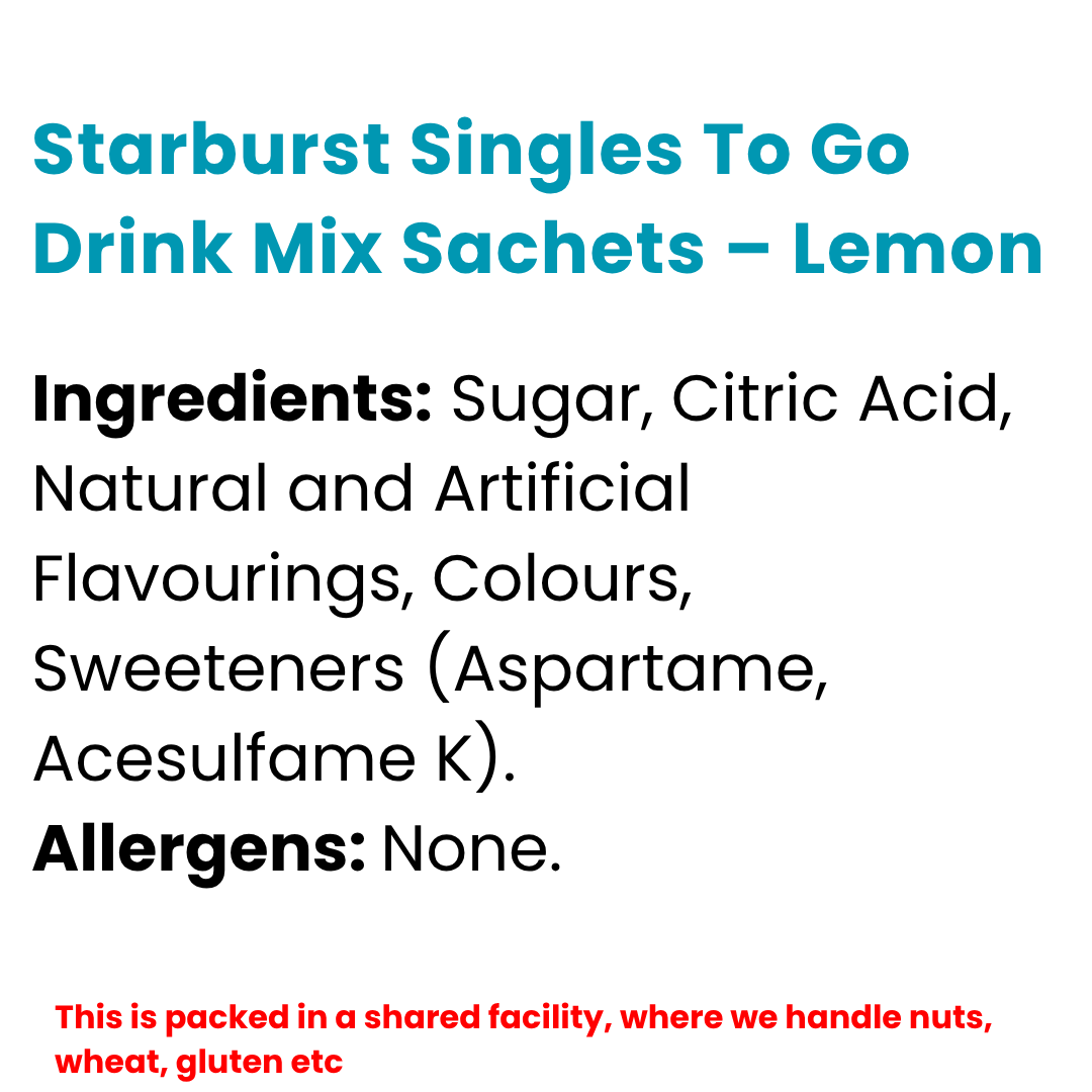 Starburst Singles To Go Drink Mix Sachets – Lemon