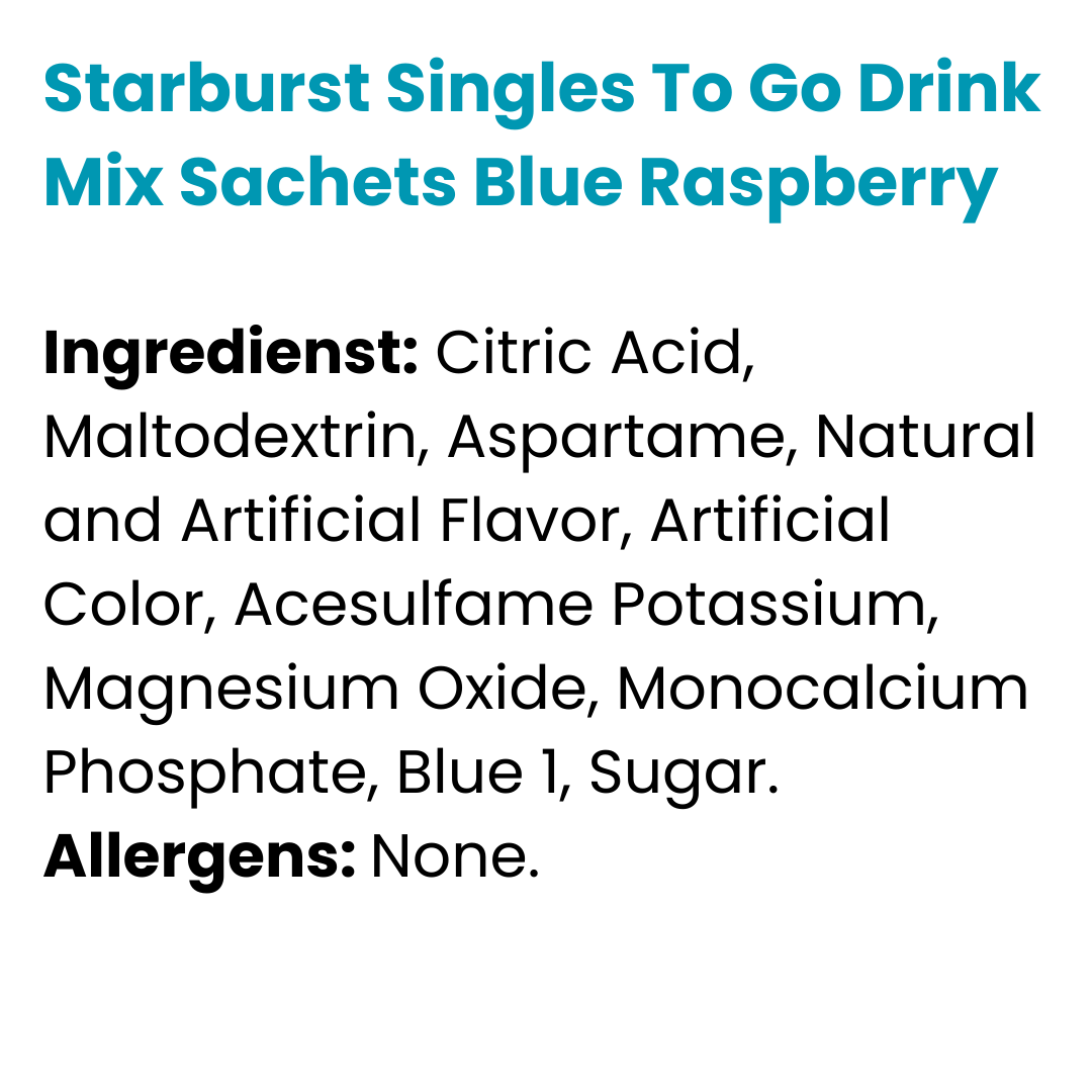 Starburst Singles To Go Drink Mix Sachets Blue Raspberry