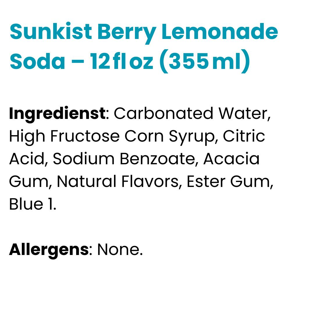 Sunkist Berry Lemonade Soda – 12 fl oz (355 ml)