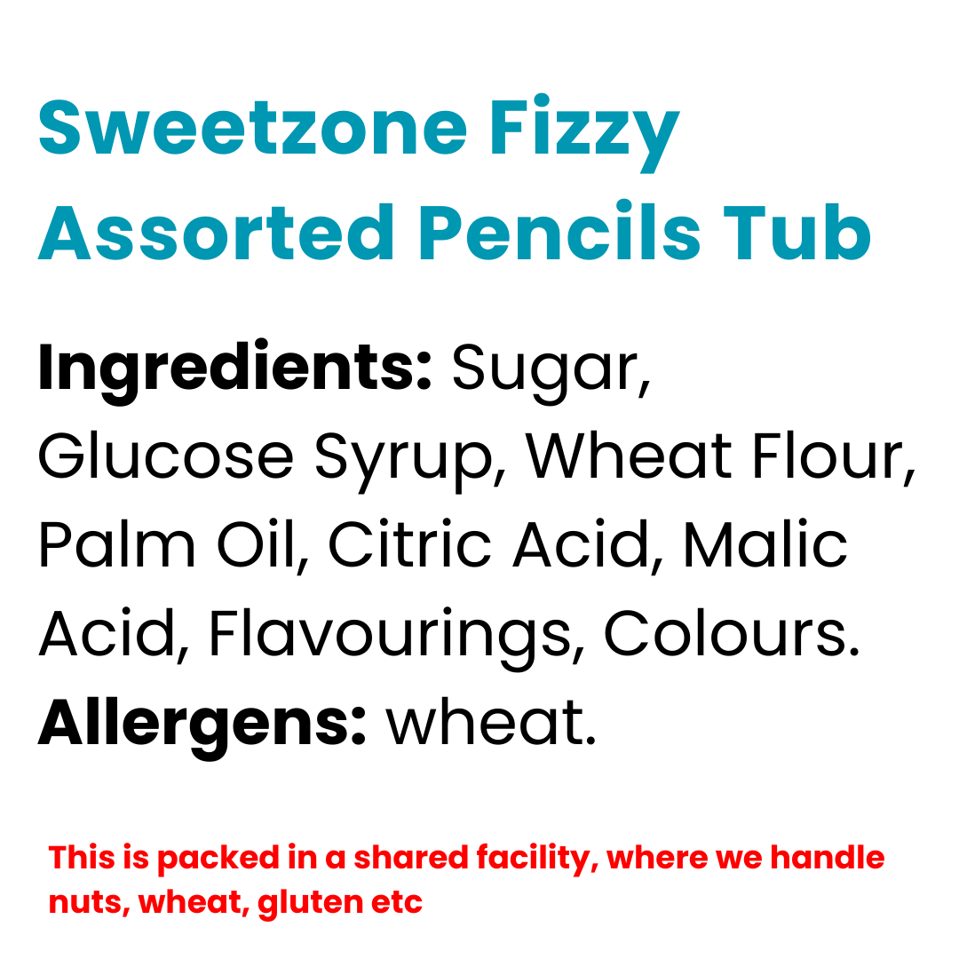 Sweetzone Fizzy Assorted Pencils Tub